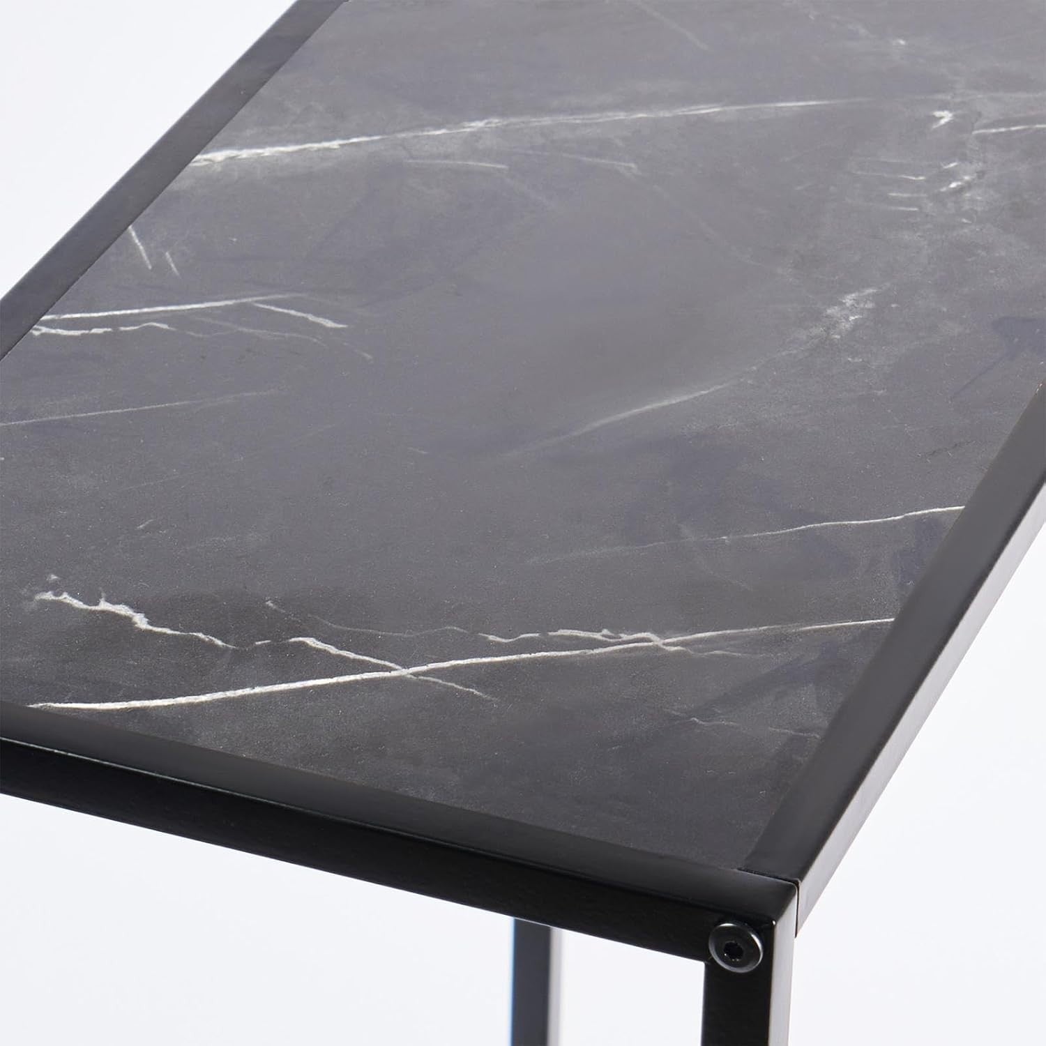 Slim Marble Effect Console Table with Metal Frame for Hallway & Entry