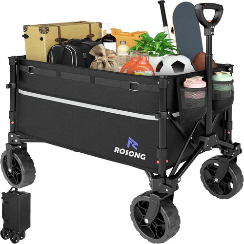 Collapsible Heavy Duty Folding Wagon Cart with Wheels Utility Trolley Compact
