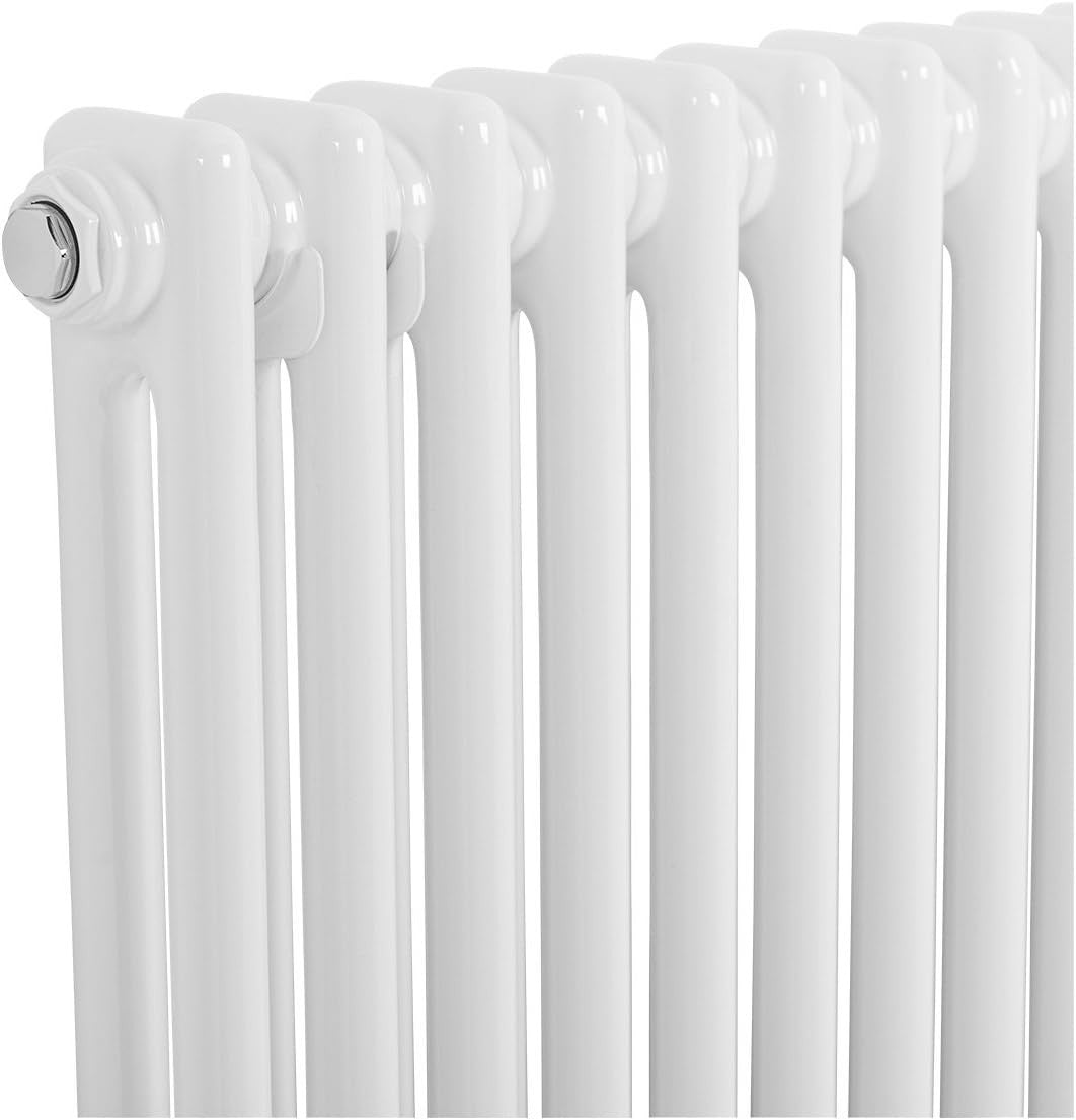 Double Column Horizontal Radiator 600x1010mm White Cast Iron Style