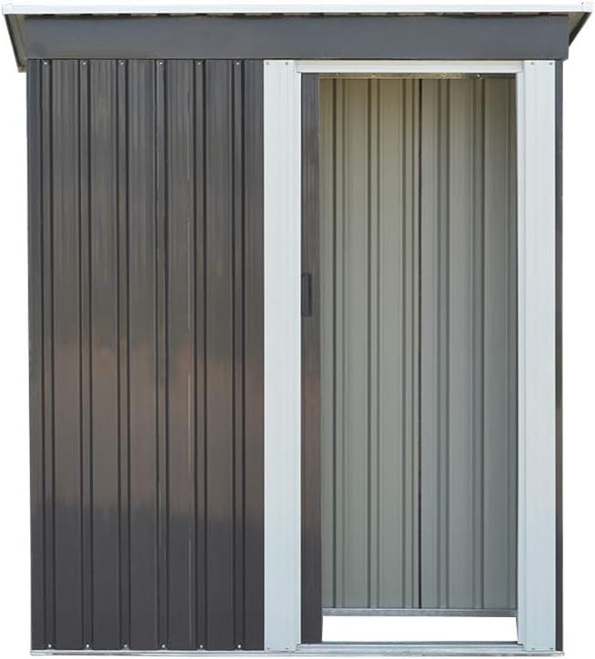 Metal Garden Storage Shed 5x3ft Waterproof Outdoor Tool Shed with Apex Roof Grey