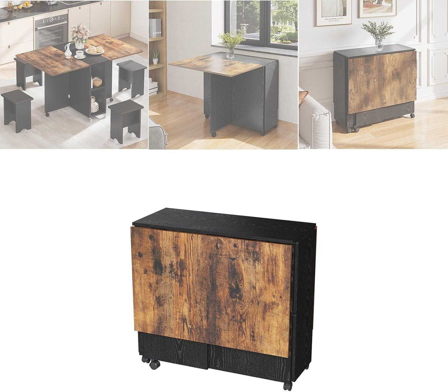 Space-Saving 5-Piece Folding Dining Table with Chairs & Storage for Small Spaces