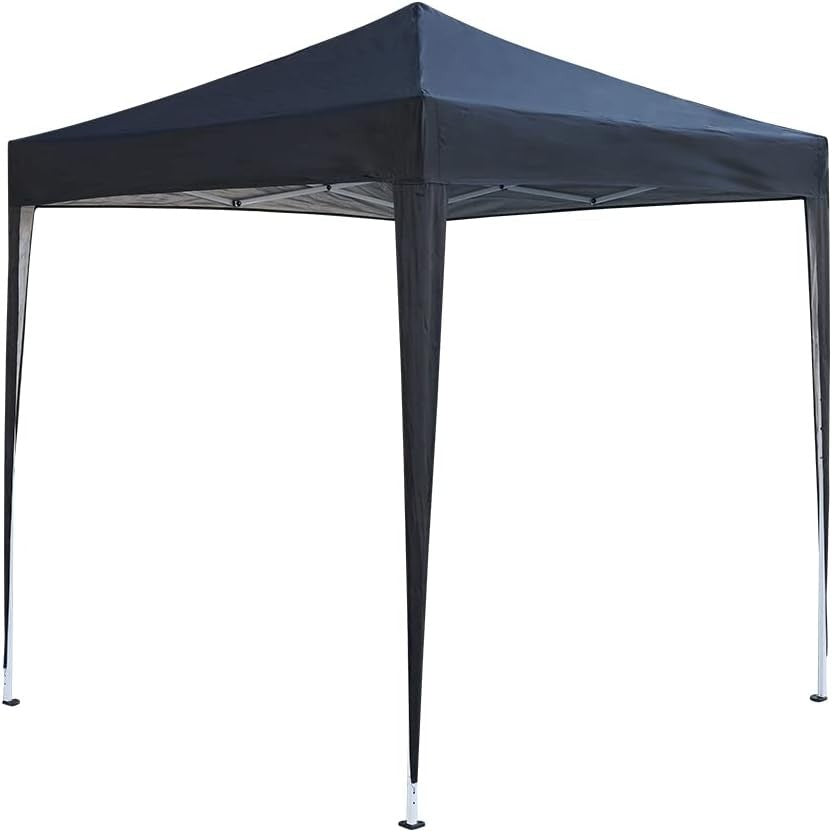 2x2m Black Pop-Up Gazebo Marquee Tent with 4 Polyester Sidewalls Garden Canopy