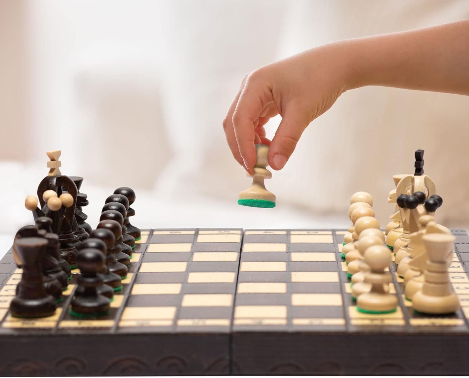 Small Wooden Chess Set 28cm • Handcrafted Pieces • Folding Board Gift
