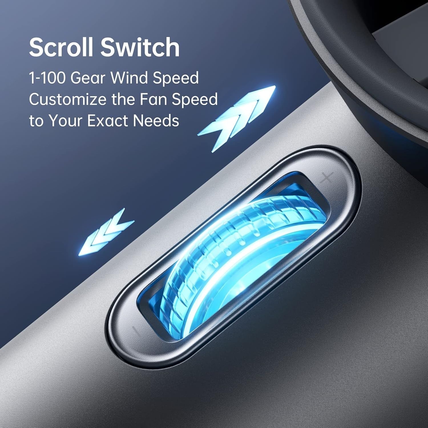 Portable Handheld Fan – 100-Speed Turbo Mini Air Cooler Grey Digital Display