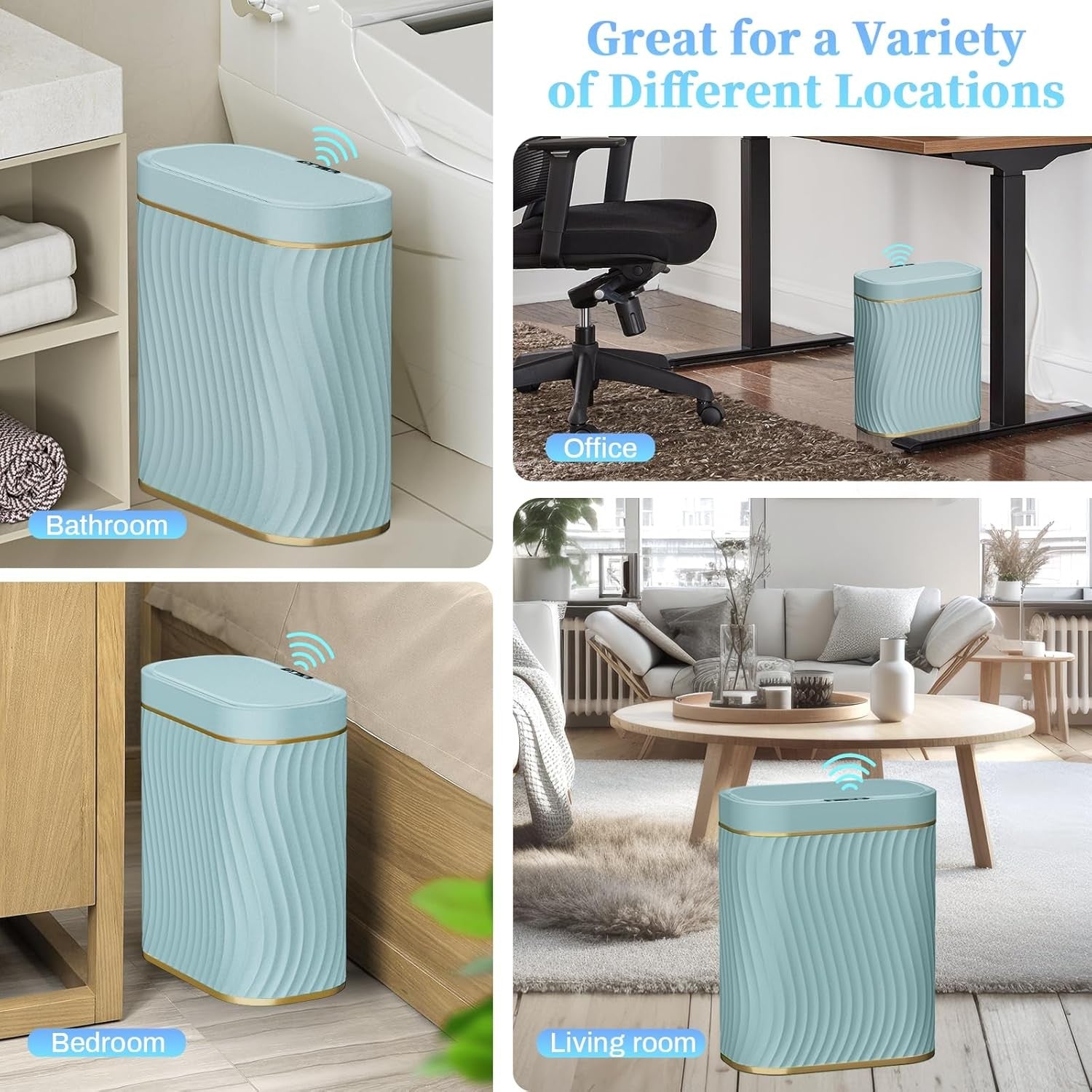 Automatic Touchless Bathroom Bin 2.6 Gallon Slim Motion Sensor Green