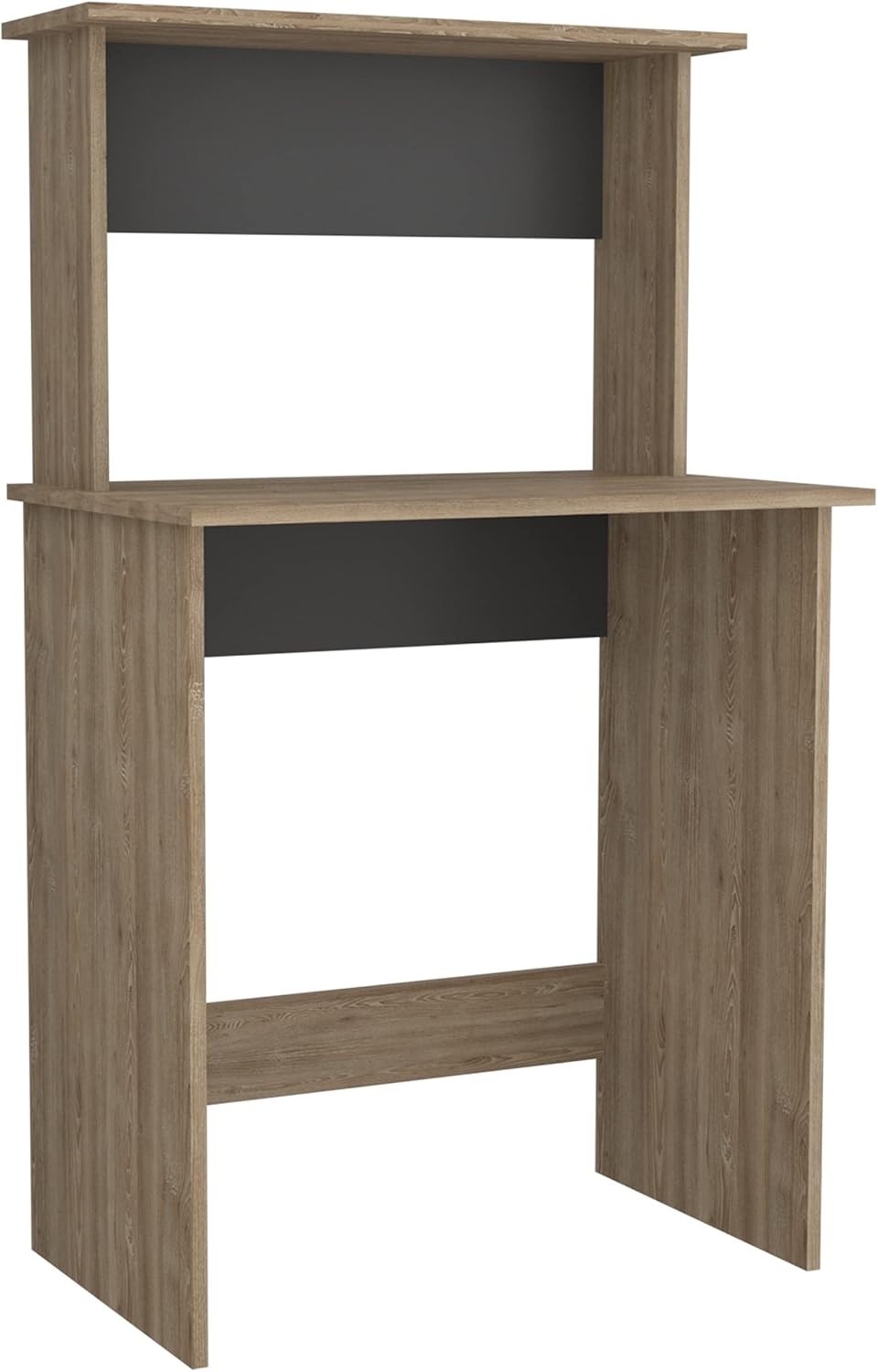 Compact Core Home Office Desk with Shelf Bleached Oak & Grey 69x45x120cm