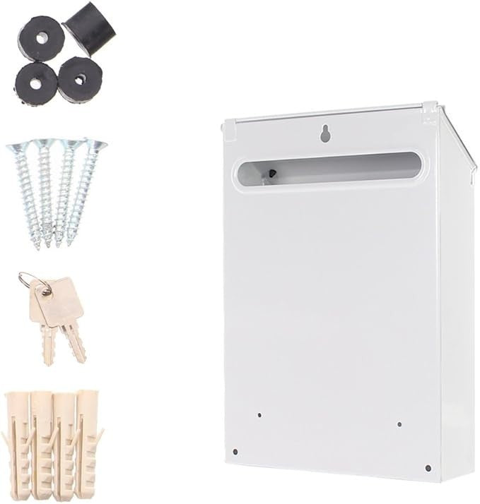 Secure Wall Mounted Steel Mailbox – Lockable Post Box with Keys & Drop Door