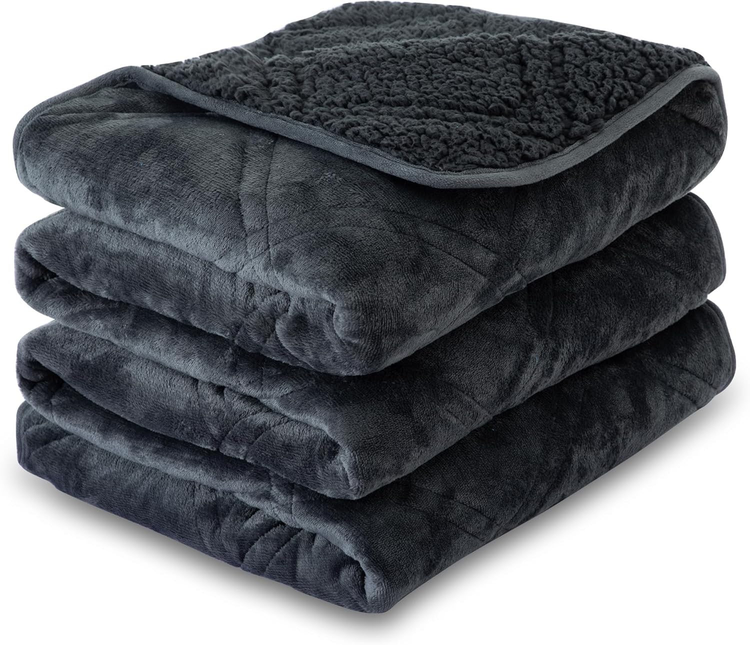 Sherpa Fleece Weighted Blanket for Adults - Grey - Queen Size 150x200cm
