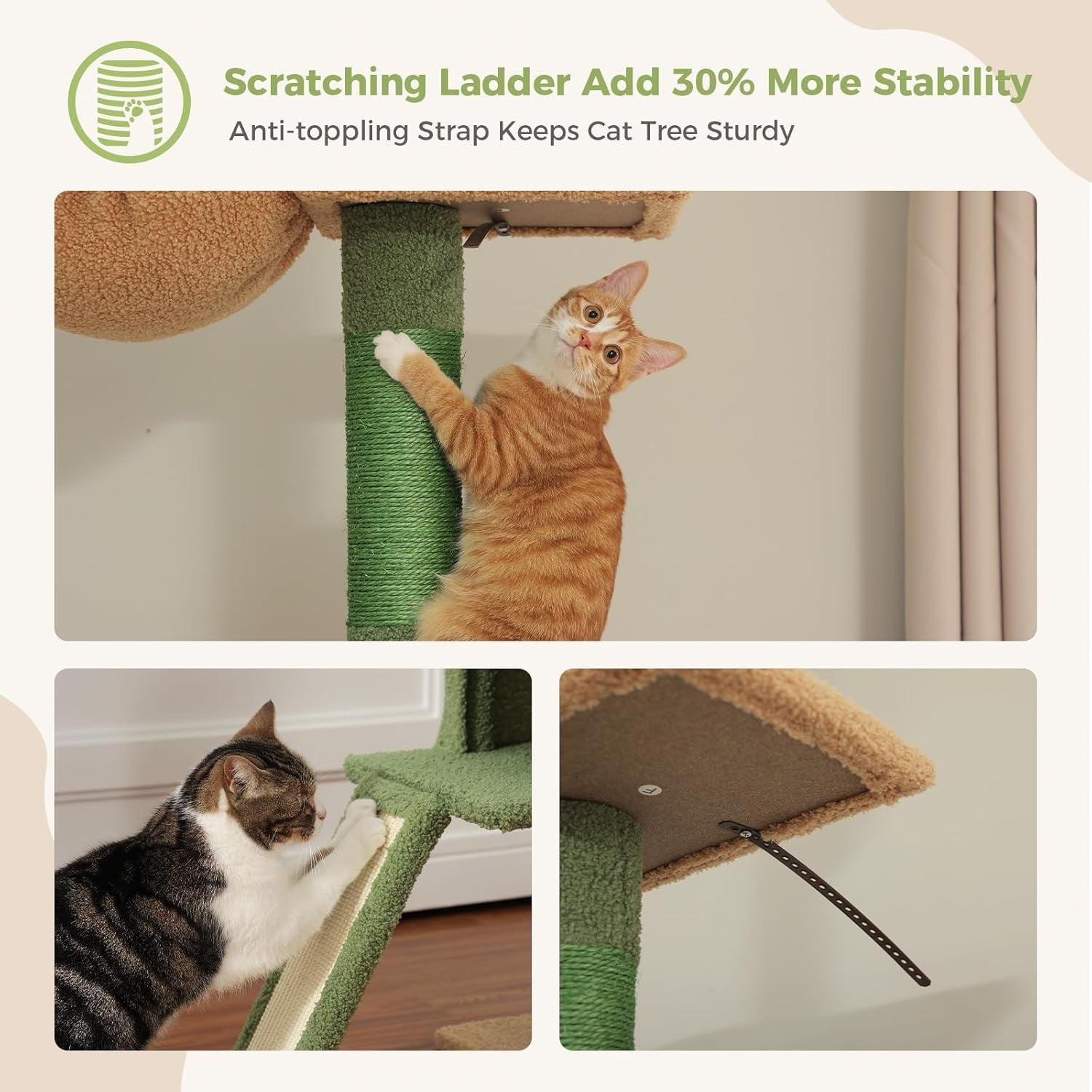 Floor to Ceiling Cat Tree Tower Adjustable 216–273cm Condo Hammock Scratching