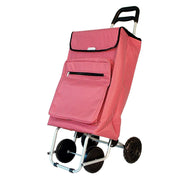 Red & White 4-Wheel Shopping Trolley 48L Large Capacity Freezer Pocket