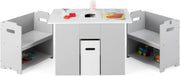 Kids Activity Table & Chair Set with Storage, Stackable Chairs, Grey & White