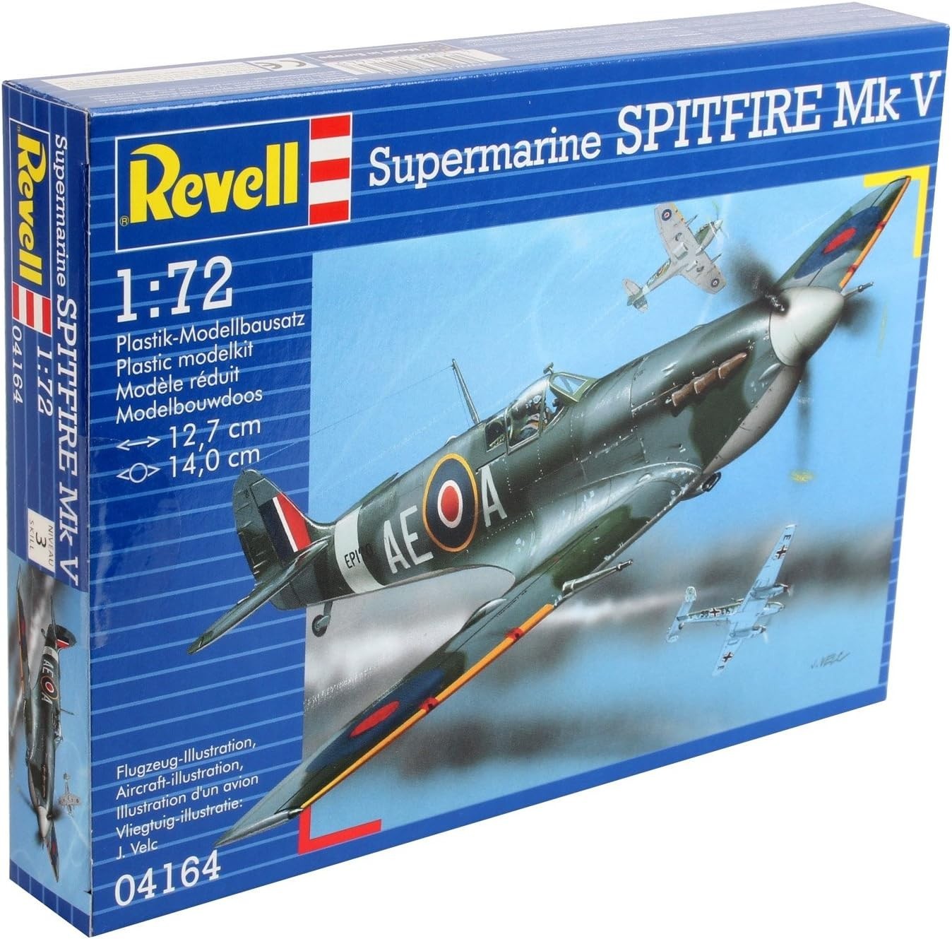 Unpainted 1:72 Scale Spitfire Mk.V Model Kit - 39 Pieces, 14cm Wingspan