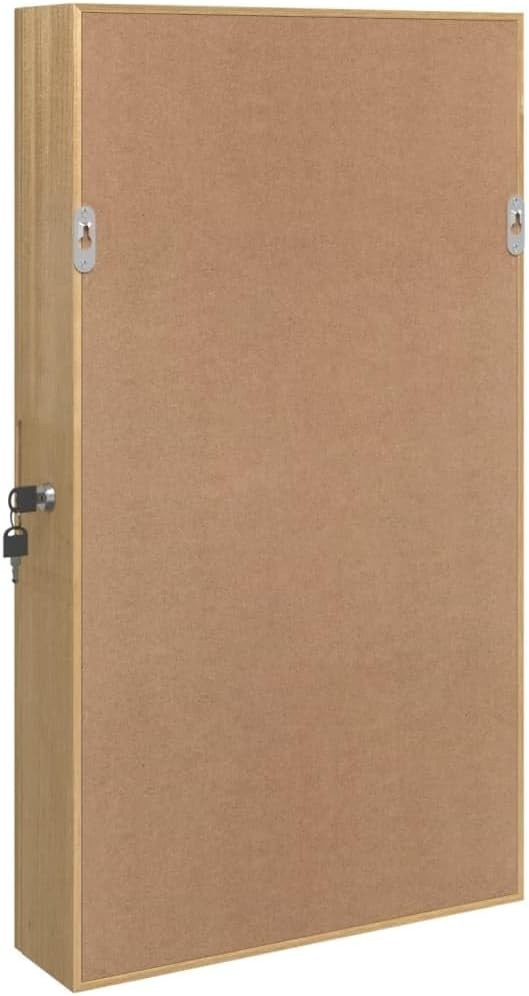 Brown LED Mirror Jewellery Cabinet Wall Mounted Lockable Storage