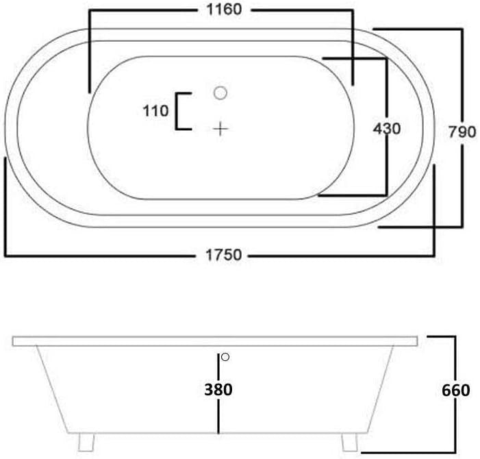 White Freestanding Roll Top Bath 1730x780mm Black Claw Feet