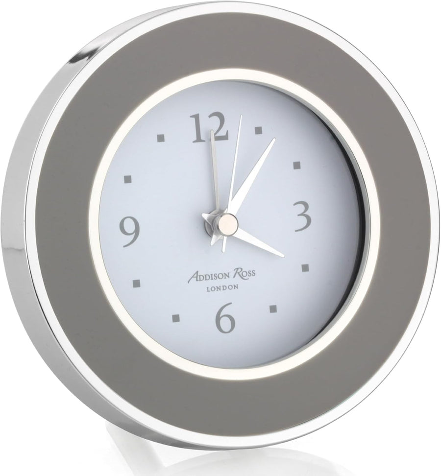 Silent Sweep Battery Alarm Clock Compact Bedside Home Office White