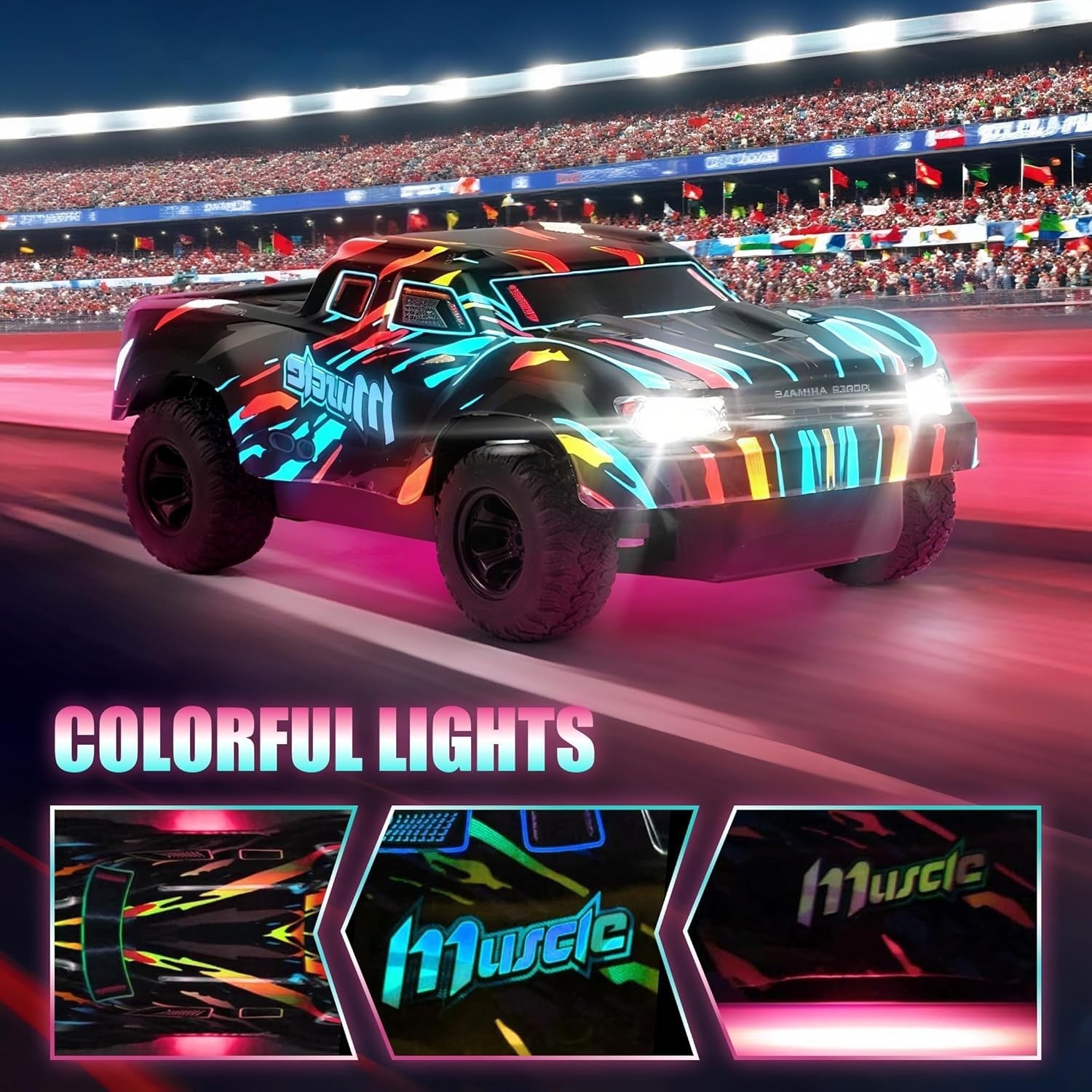 Mini 4WD RC Car 1:22 Scale – LED Lights, 2.4GHz Remote, 15KM/H Fast Racing Toy