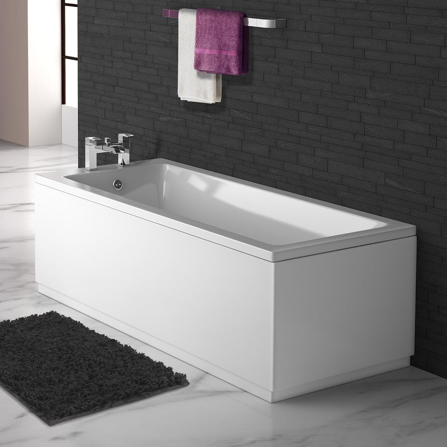 1800x800mm Single Ended Square Bath White Gloss Acrylic Freestanding