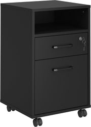 Black Mobile Filing Cabinet Lockable Drawer Printer Stand Under Desk