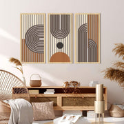3pcs Boho Wooden Wall Art Set Botanical Hanging Home Decor