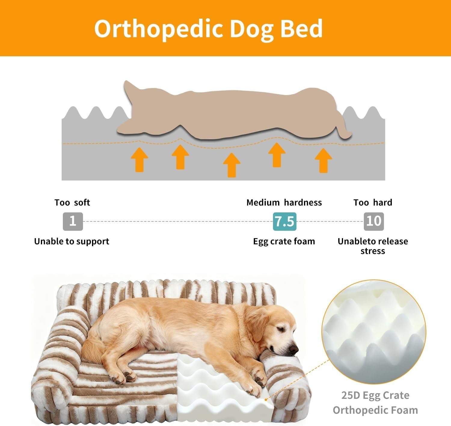 XXL Orthopedic Dog Bed 90x60x23cm Waterproof Non Slip