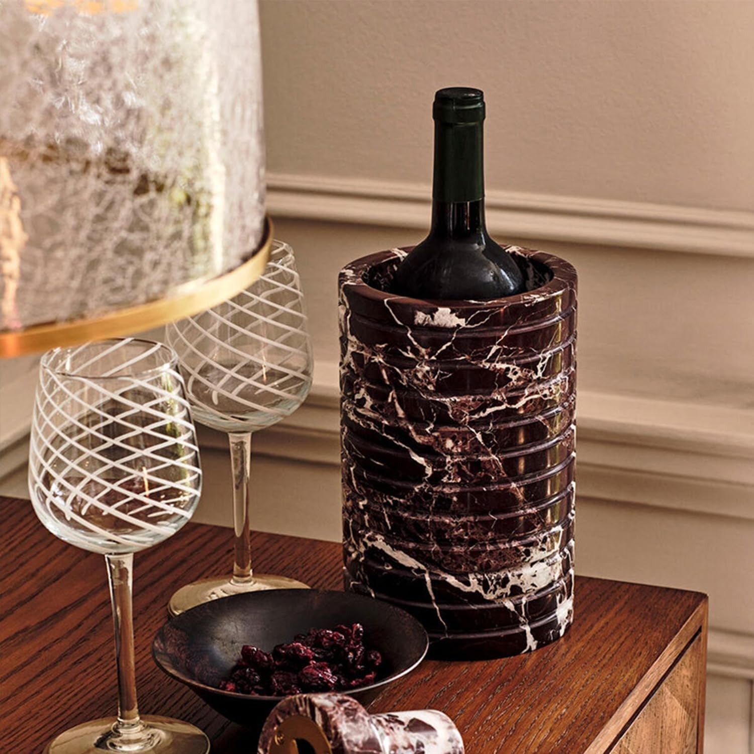 Marble Wine Chiller Bucket 750ml Champagne Cooler Keeps Bottles Cold