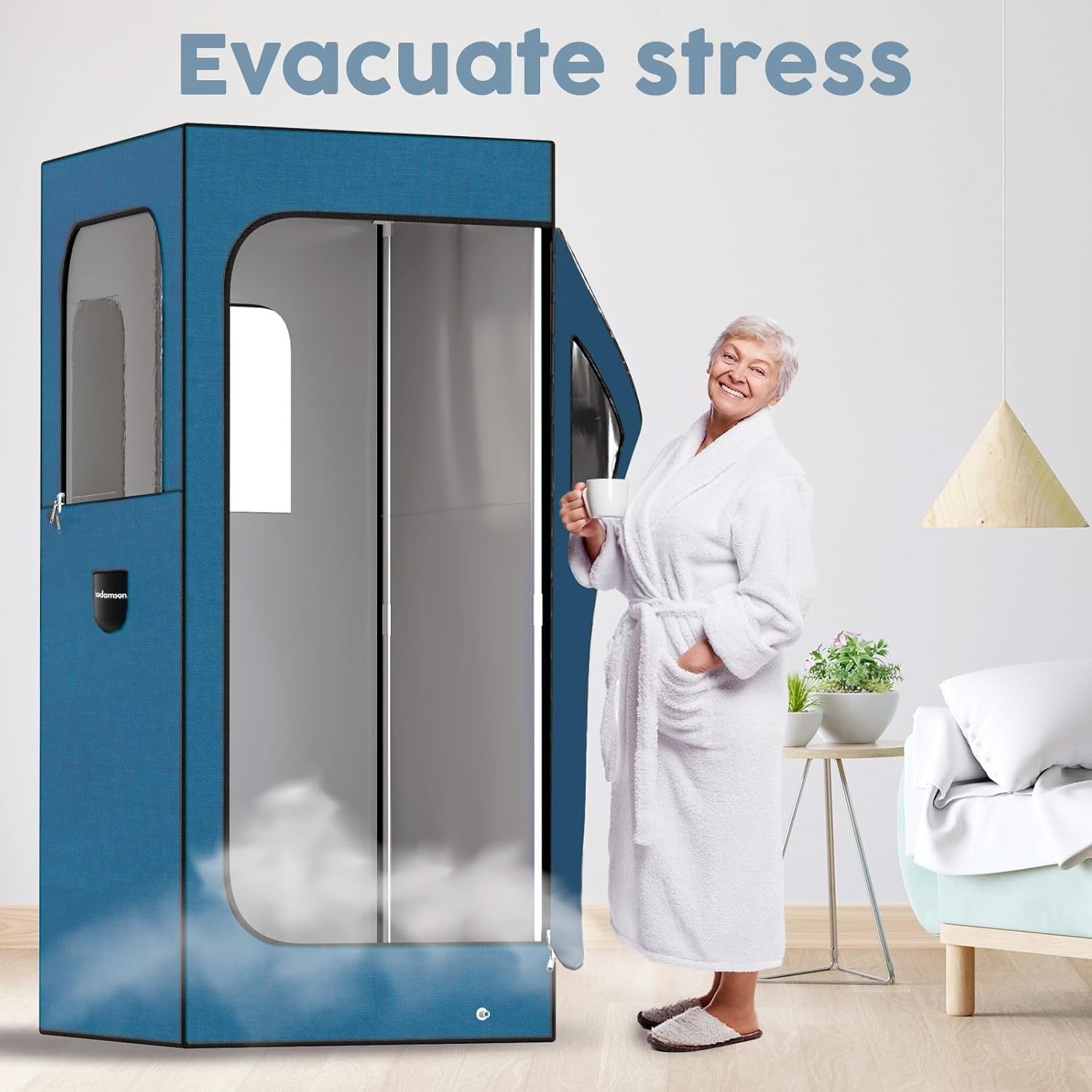 Full-Size Blue Steam Sauna Tent – 2.6L Steamer, Chair, Remote & Massager