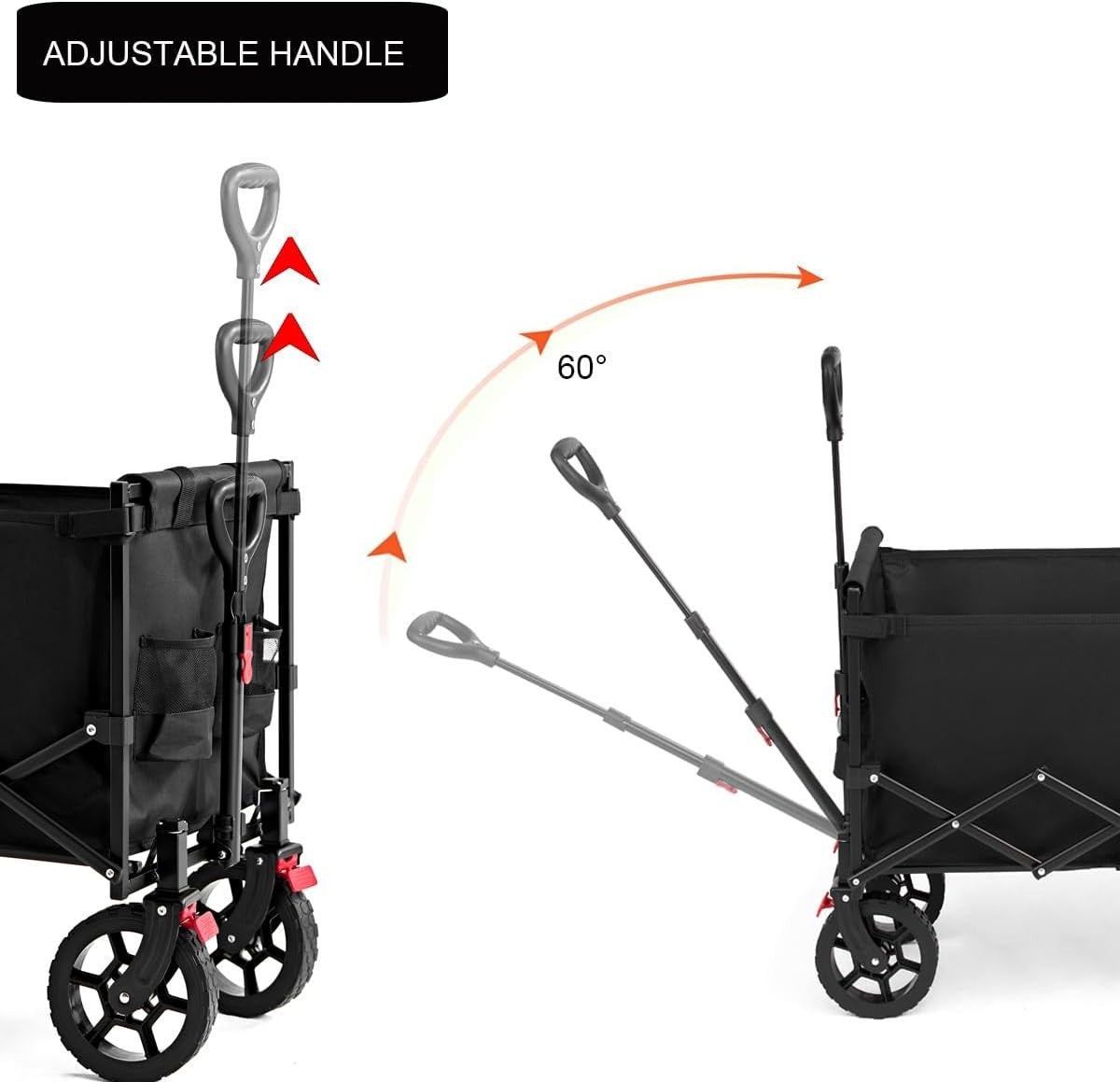 150L Folding Festival Trolley Camping Wagon Heavy Duty Garden Beach Cart Black