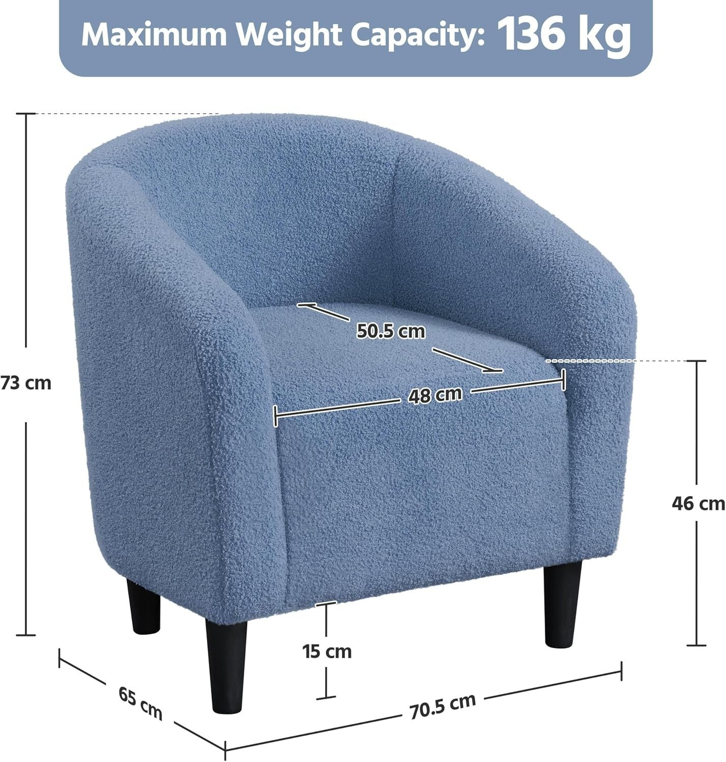 Cozy Boucle Tub Chair | Compact Accent Armchair for Living Room & Office
