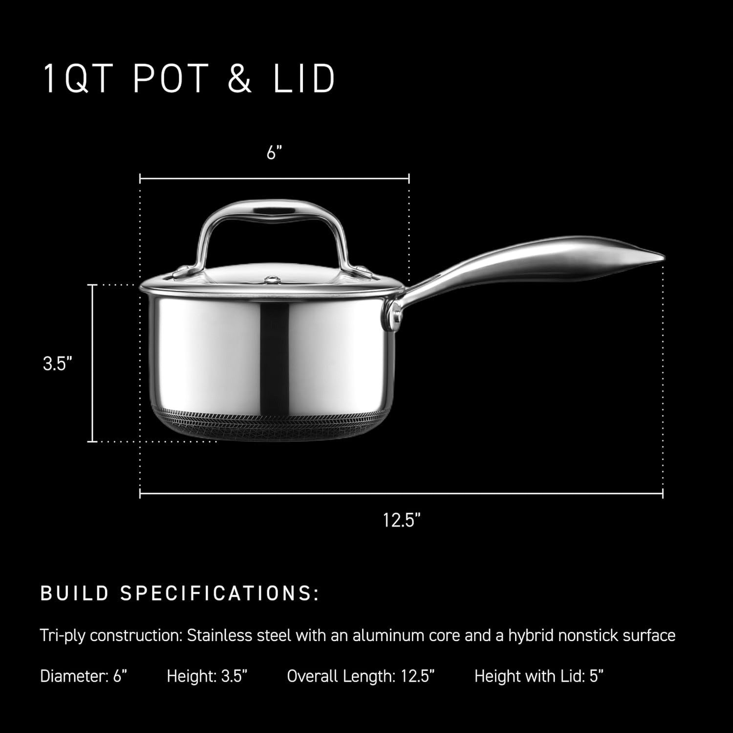 1L Non Stick Induction Saucepan with Glass Lid – Stay Cool Handle & Oven Safe