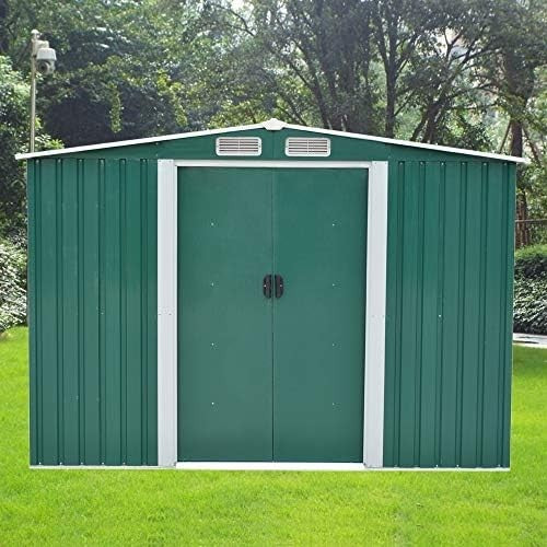 Outdoor 8x6 ft Metal Garden Shed Storage with Lockable Doors