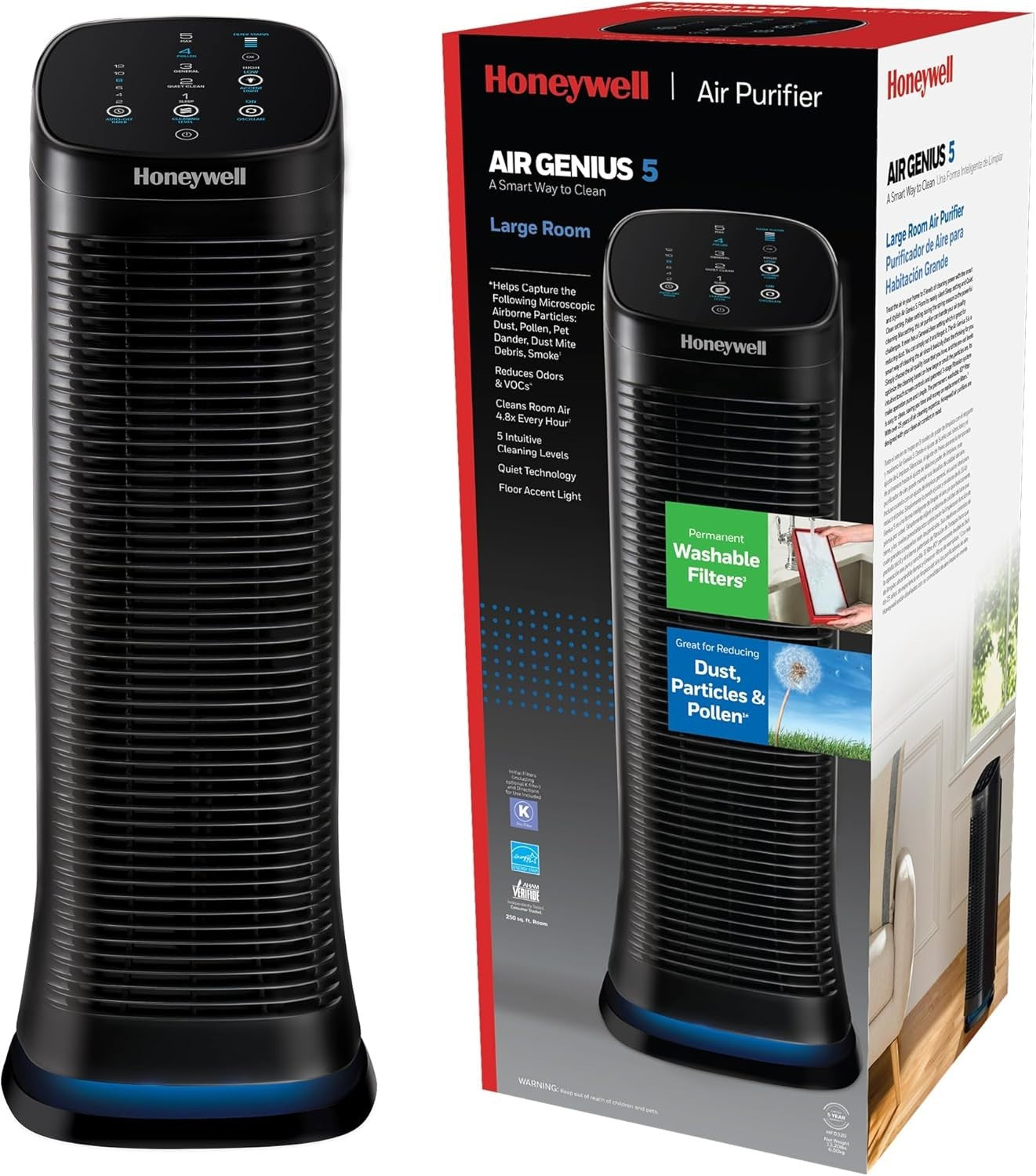 Air Filter Odour Reducer Quiet Touch Control Home Allergy Fresh Air