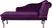Velvet Chaise Lounger Right and Tufted Accent Sofa Chair Amethyst 133cm
