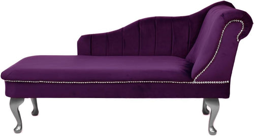 Velvet Chaise Lounger Right and Tufted Accent Sofa Chair Amethyst 133cm