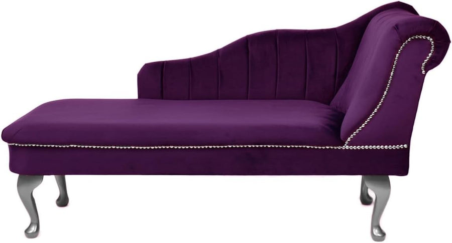 Velvet Chaise Lounger Right and Tufted Accent Sofa Chair Amethyst 133cm