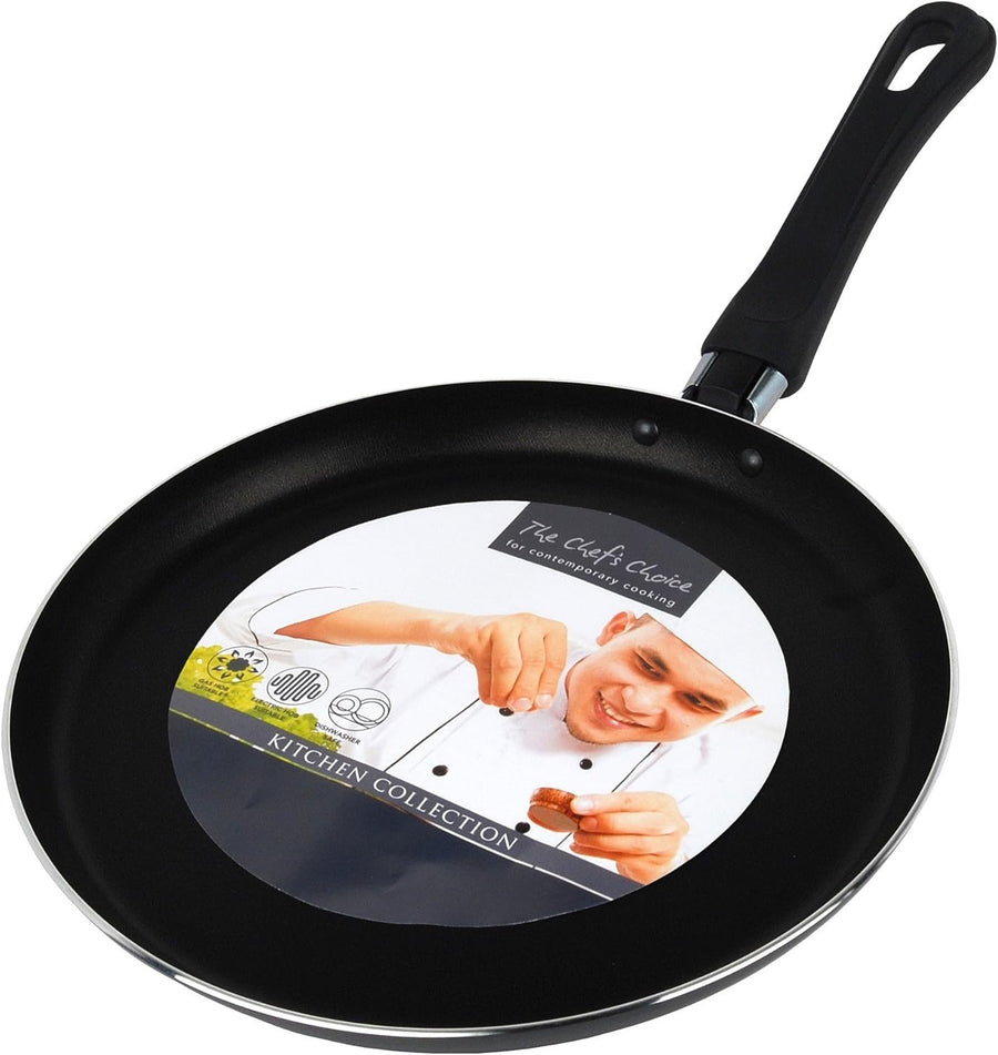 25cm Non-Stick Crepe Pancake Pan | Cast Aluminium | Even-Heat Stovetop Cooking