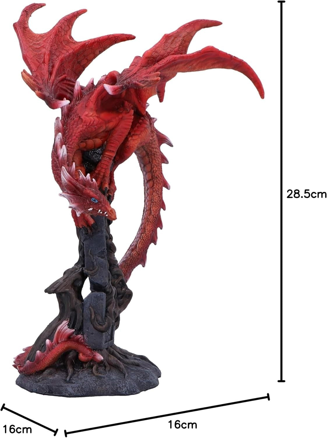 Large Red Dragon Figurine 28.5cm | Resin Fantasy Statue | Mythical Home Decor
