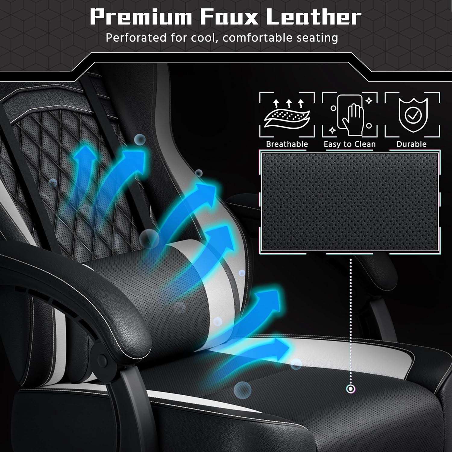 Ergonomic Gaming Chair with Footrest Massage Lumbar Support