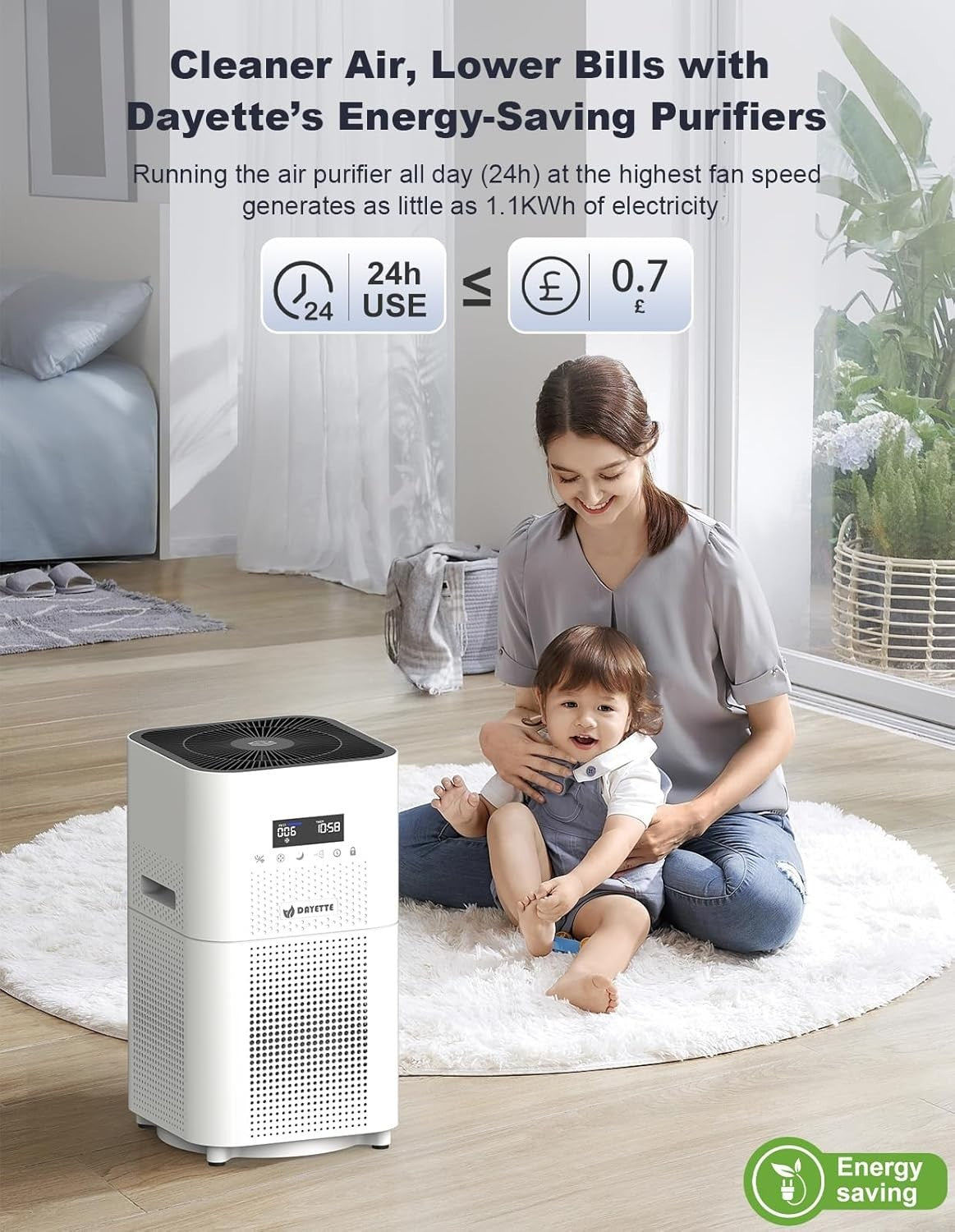 Smart HEPA Air Purifier Large Room 3000ft² WiFi Alexa Quiet