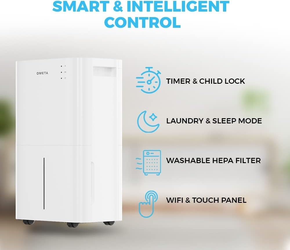 25L Dehumidifier Air Purifier HEPA Ioniser WiFi Damp Mould
