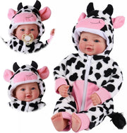 17” Reborn Baby Doll Soft Body Cow Outfit Newborn Set