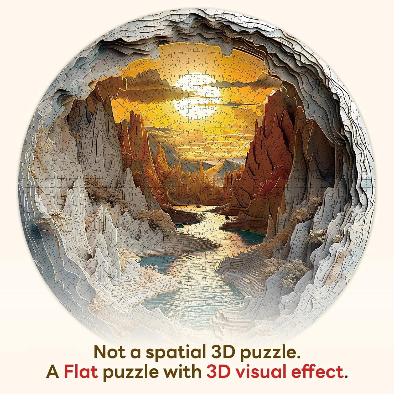 1000 Piece Round Jigsaw Puzzle Adults Cave Canyon Nature Wall Art Gift