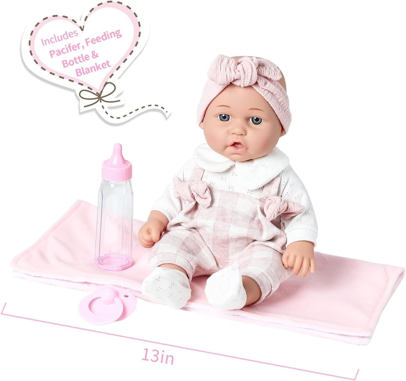 Baby Doll Gift Set 12 Inch w Blanket Bottle Pacifier Kids Toy