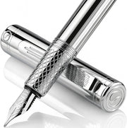 Luxury Silver Chrome Fountain Pen Fine Nib Heavy Brass Gift