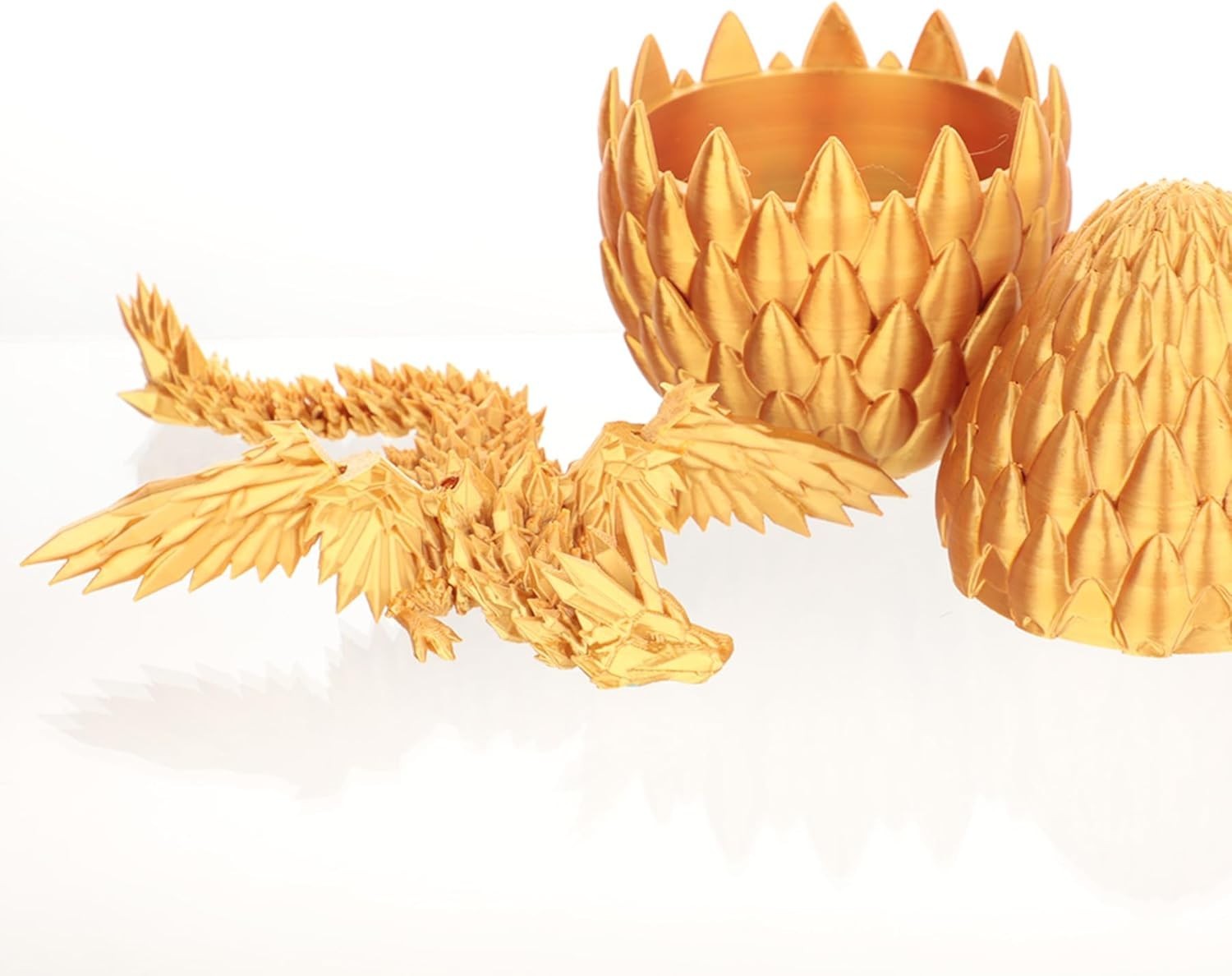 3D Printed Dragon Egg Articulated Dragon Desk Fidget Gift Gold