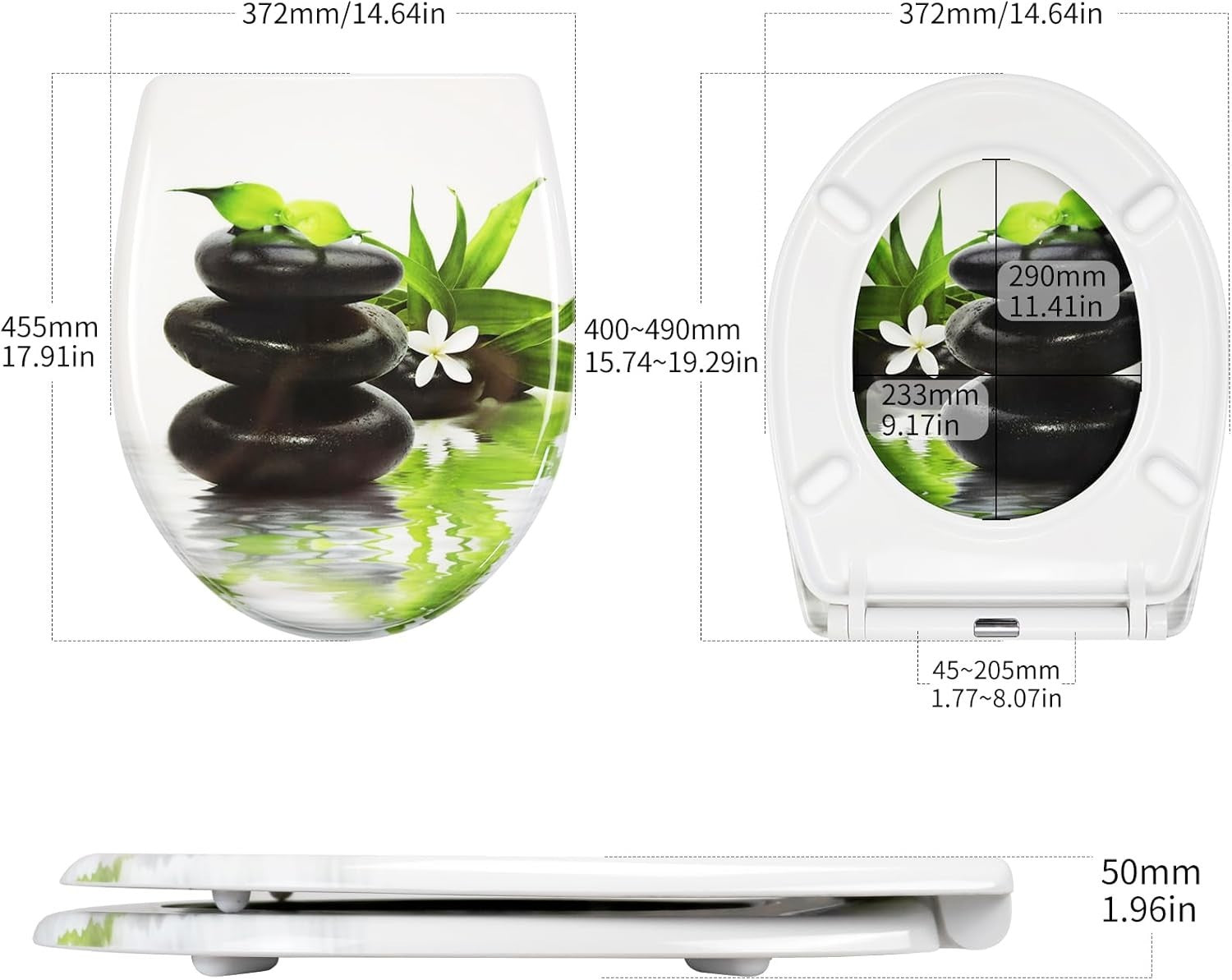 Toilet Seat Soft Close Quick Release Top Fixing Colourful Patterns 45x37cm