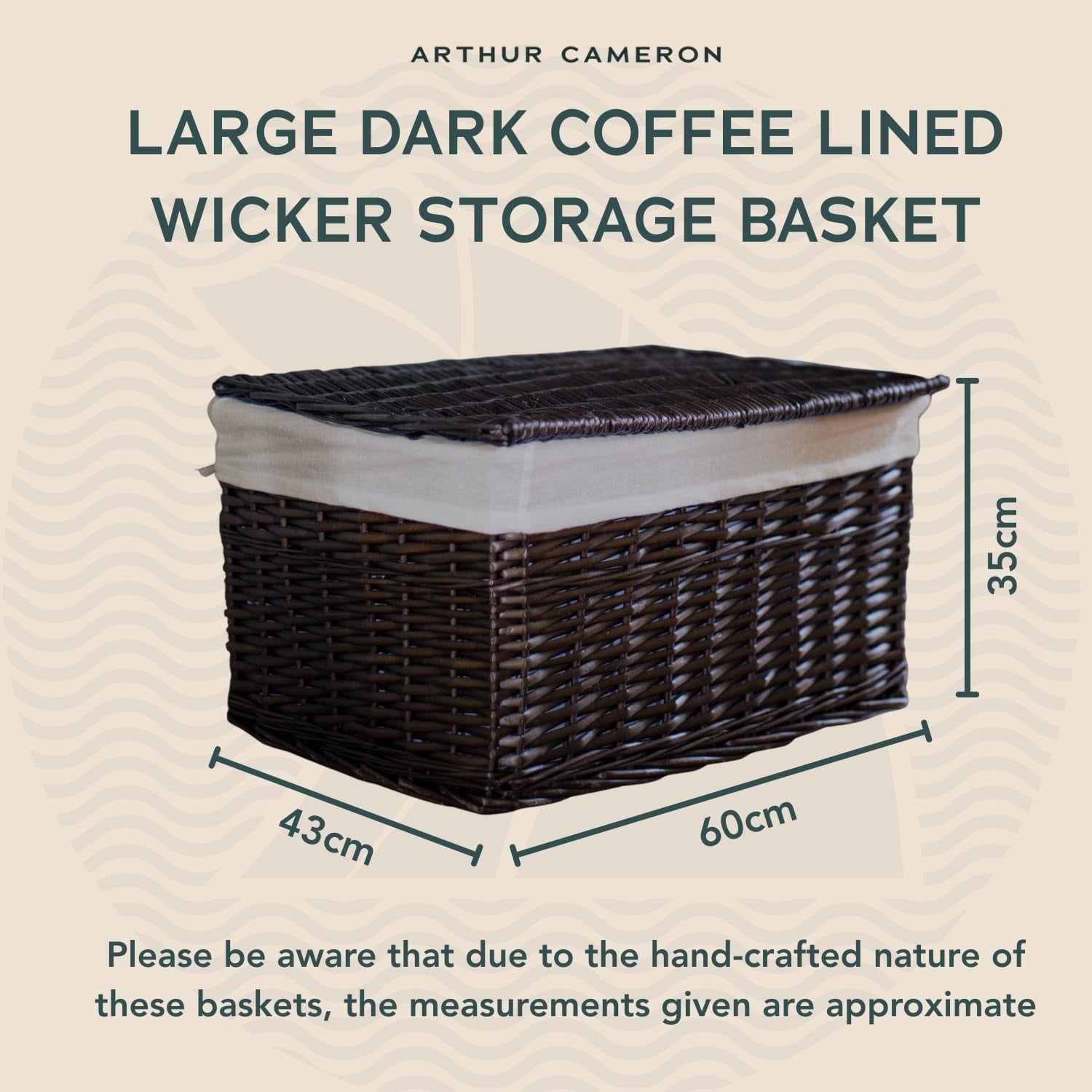 Large Wicker Laundry Hamper with Lid & Liner – Dark Coffee Bedroom Bathroom Stor