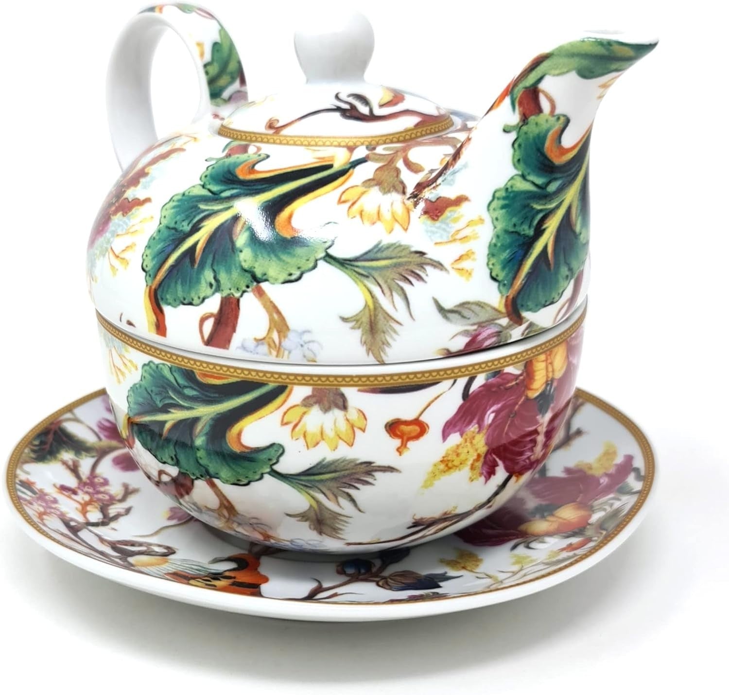 Tea For One Teapot Cup Saucer Set 600ml Fine China Floral Gift Box