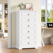 Tall White Chest of Drawers 6 Drawer Storage Cabinet for Bedroom 131cm