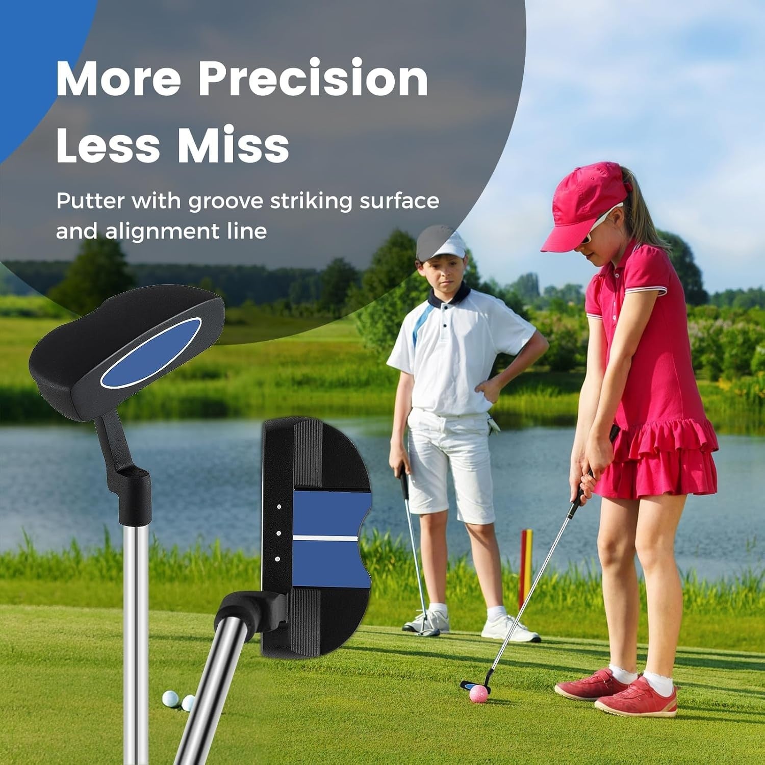 Junior Golf Club Set Right Hand Kids Fairway Irons Putter Stand Bag