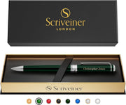 Luxury Personalised Ballpoint Pen – Green Brass Chrome, Refillable Black Ink
